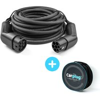 CARPLUG Câble de recharge Noir - Type 2 - Type 2 - 15m - 22kW (3 phases 32A) - T2 T2 + Housse